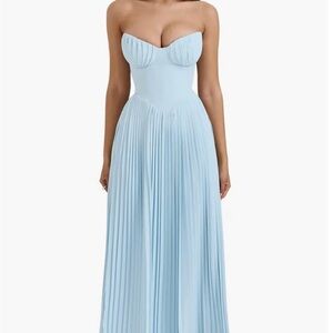 Elegant Light Blue Strapless Gown